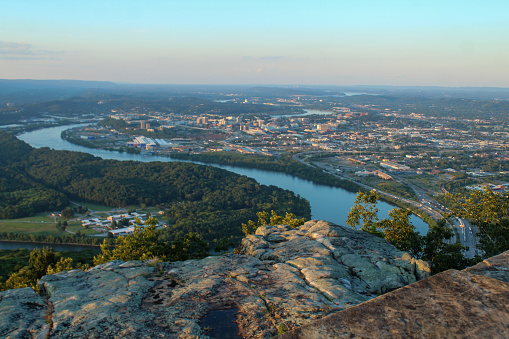 Aerial view of the river and the city of Chattanooga