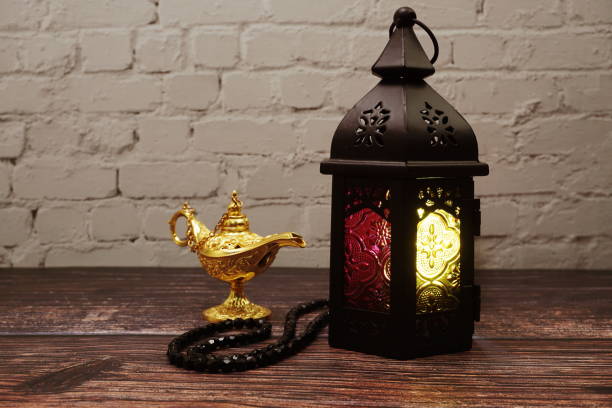 istock Ramadan Lantern Arabic decoration on wooden background 1220690549