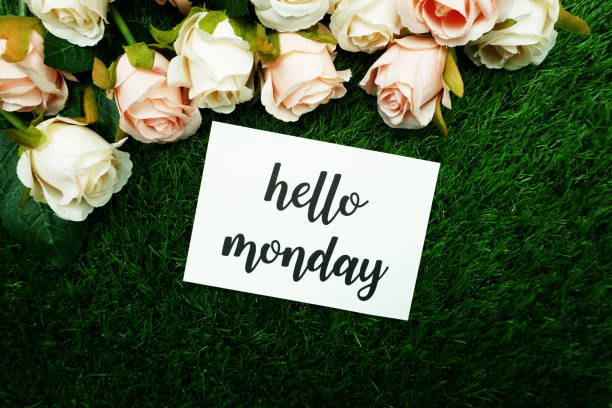 istock Hello Monday Card and Roses flower with space copy background 1220692532
