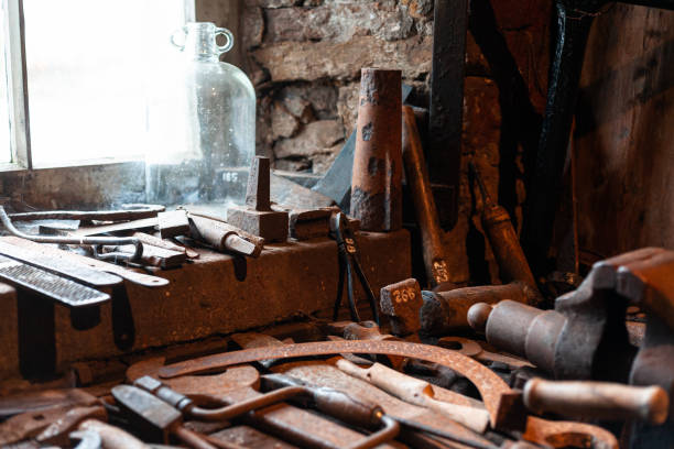istock Old carpenters tools in old carpenters house Scotland, UK 1220694493