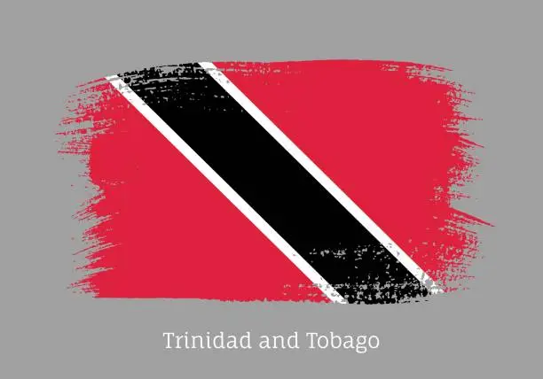 Vector illustration of Trinidad and Tobago official flag in brush stroke