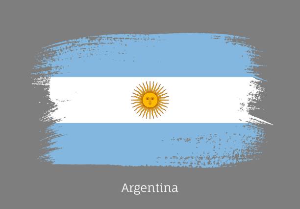 Argentina official flag in shape of brush stroke Argentina republic official flag in shape of paintbrush stroke. Argentinian national identity symbol for patriotic design. Grunge brush blot vector illustration. Argentina country nationality sign. argentinian flag stock illustrations