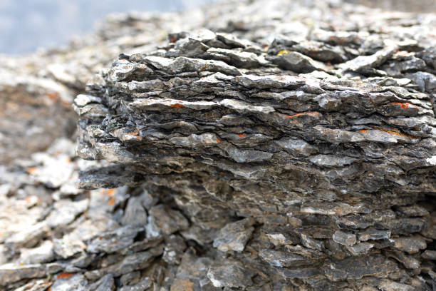 The Canadian Rockies are composed of layered sedimentary jagged rock such as limestone and shale