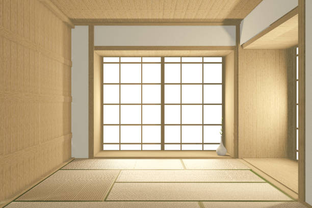 istock Empty big room Japanese tropical style. 3D rendering 1220698852