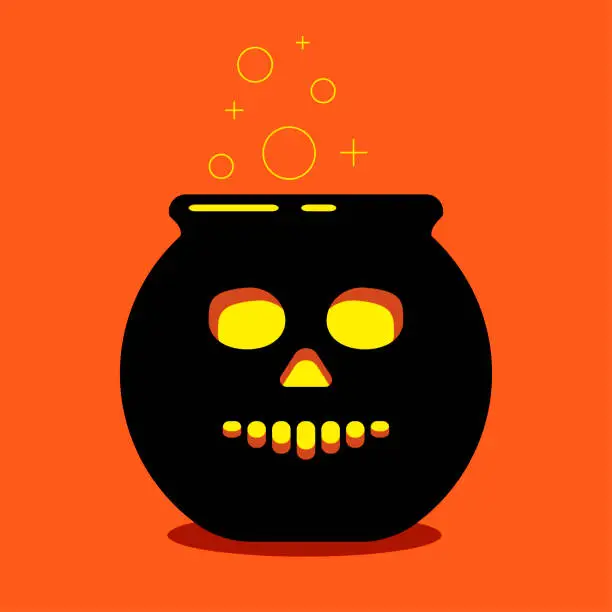 Vector illustration of black pot for halloween