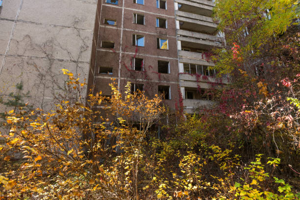 istock Empty house in abandoned ghost town in Chernobyl zone 1220705724