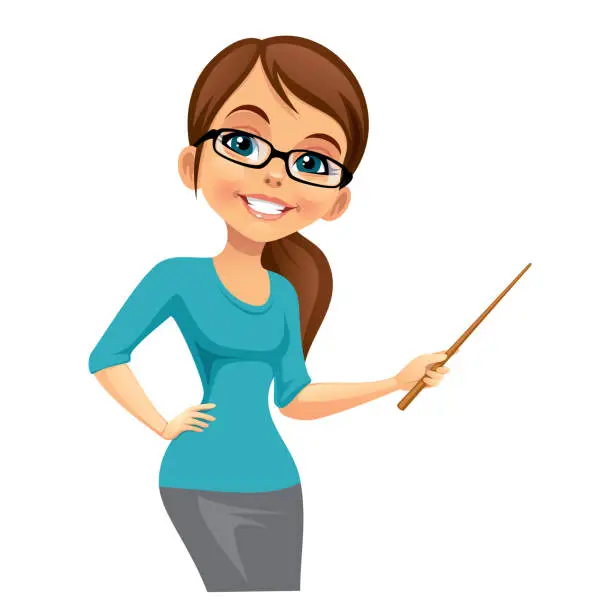 Vector illustration of Teacher with a pointer