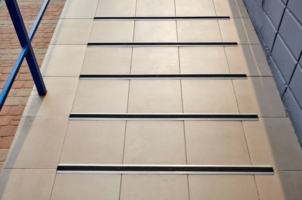 Anti-slip rubber on floor. Building safety architecture