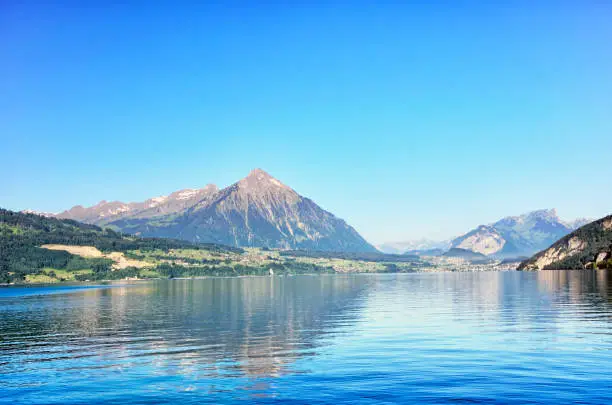 Lake Thun (Thunersee) is an Alpine lake in Switzerland