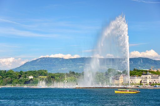 Switzerland Flag on a boat on lake Geneva | Free Stock Image - Barnimages