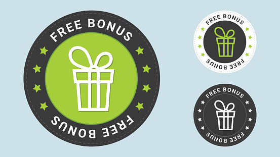 Free Bonus stamp vector illustration. Vector certificate icon. Vector combination for flat style certificate.