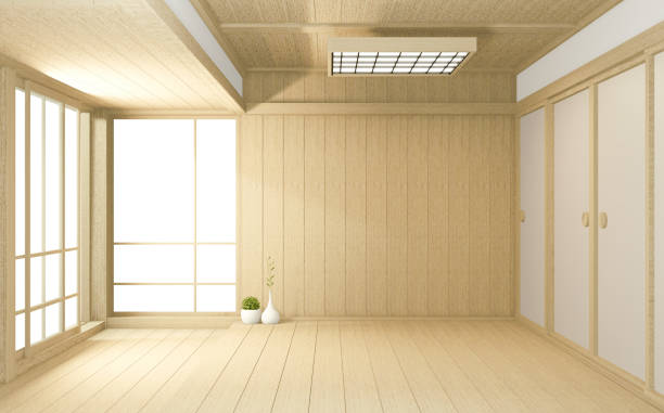 istock Empty big room Japanese tropical style. 3D rendering 1220715347