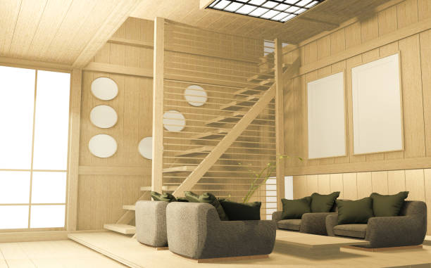 istock Tropical interior design with sofa for living room japanese style. 3D rendering 1220715530