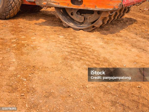 Road Structure Compacted With Vibratory Padfoot Compactor Heavy Machinery Is Working On Road Construction Stock Photo - Download Image Now