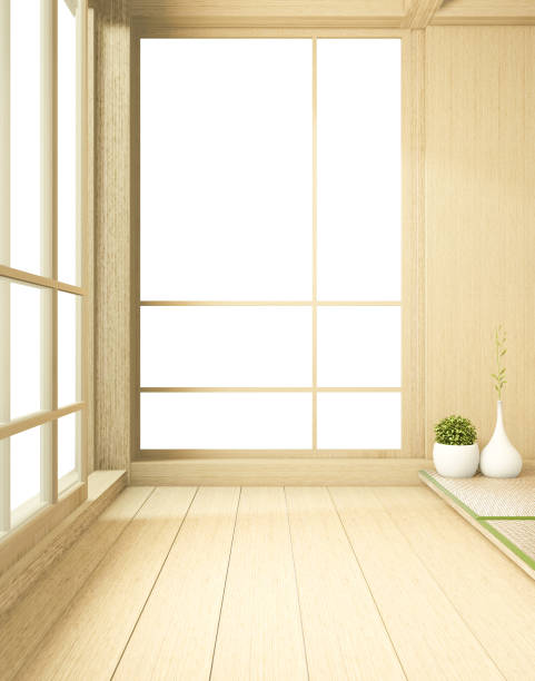 istock Empty big room Japanese tropical style. 3D rendering 1220721756