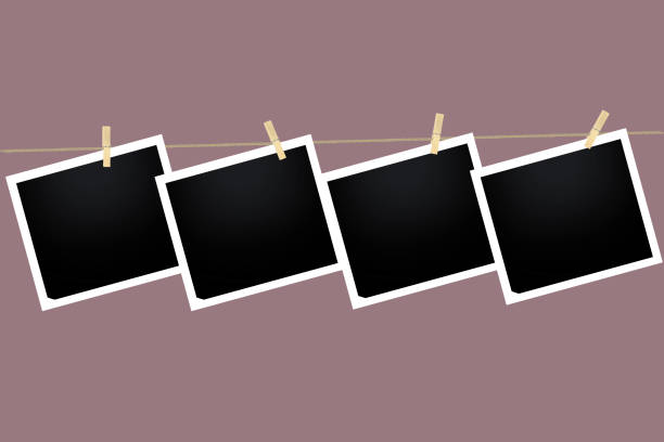istock Photo frames on a rope attached with clothespins. Vector illustration. Stock Photo. 1220723954
