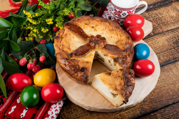 istock Traditional Romanian Easter table, homemade sweetbread 1220724348