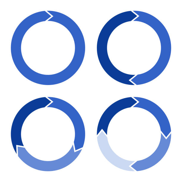 Four arrows in the form of a circle in blue with a gradient. Vector illustration. Stock Photo. Four arrows in the form of a circle in blue with a gradient. circle clipart stock illustrations