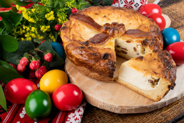 istock Traditional Romanian Easter table, homemade sweetbread 1220725561