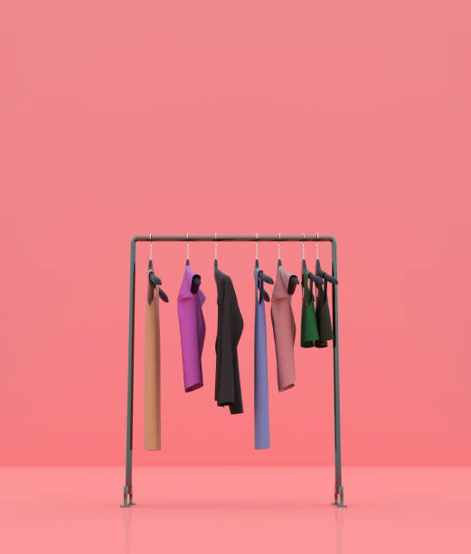 istock Clothing rack on pastel color background,3d rendering 1220725839