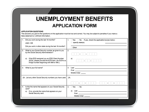 Unemployment benefits insurance application form tablet