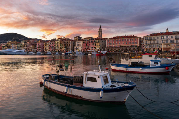 istock Imperia Oneglia in dusk, Italy 1220730189