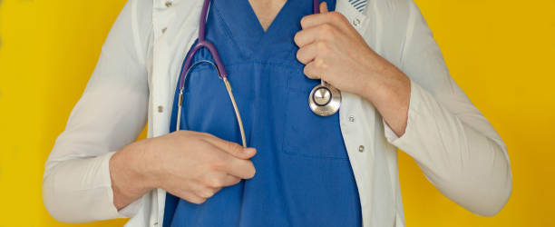 istock Doctor with a stethoscope in the hands behind the back 1220733675