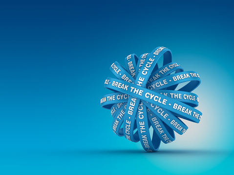 Circular Ribbons with BREAK THE CYCLE Phrase - 3D Rendering