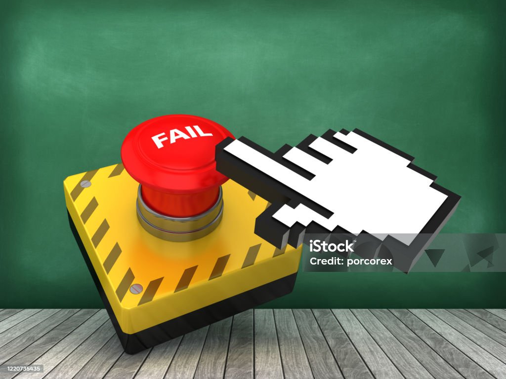 Dynamic Fail Button Fail Push Button On Chalkboard Background 3d Rendering Stock Photo ...