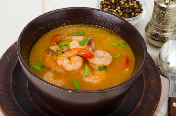 istock Spicy thai shrimp soup. Studio Photo 1220737173