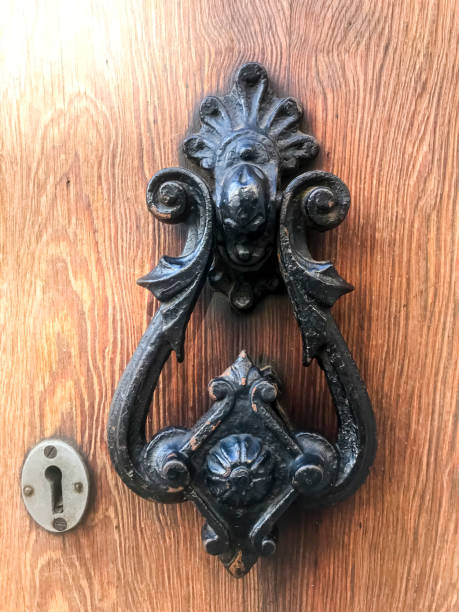 istock Antique vintage door with metal handle. 1220737894