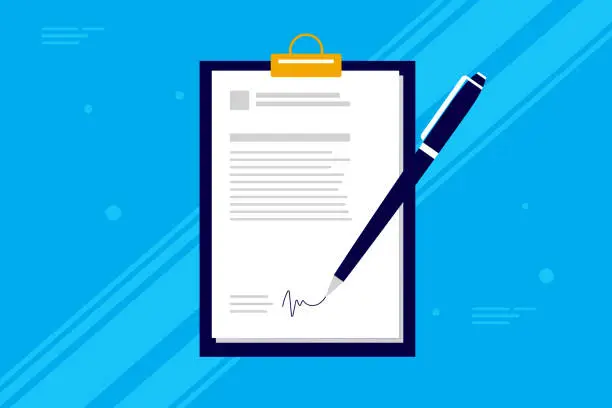 Vector illustration of Business contract signing