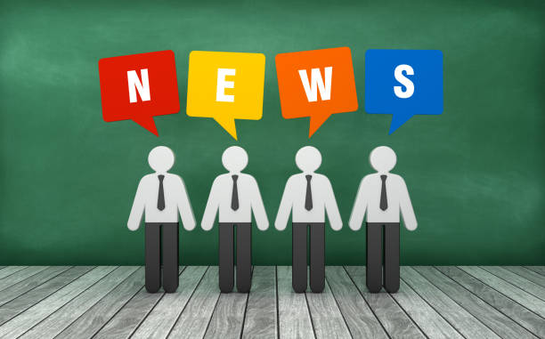 istock Pictogram People with NEWS Bubble Speech on Chalkboard - 3D Rendering 1220739155