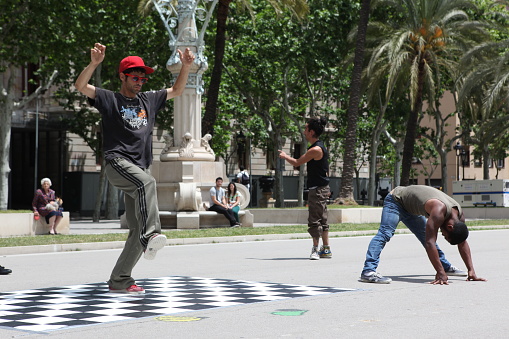 Barcelona  Spain - June 9: Street dancers in Barcelona, Spain on June 9, 2013. Barcelona is one of the most populated metropolitan areas in Europe