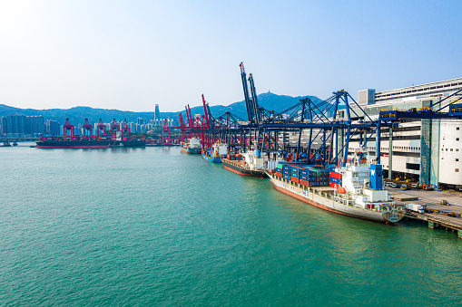 Aerial View of Kwai Chung Container Port at Day, Hong Kong