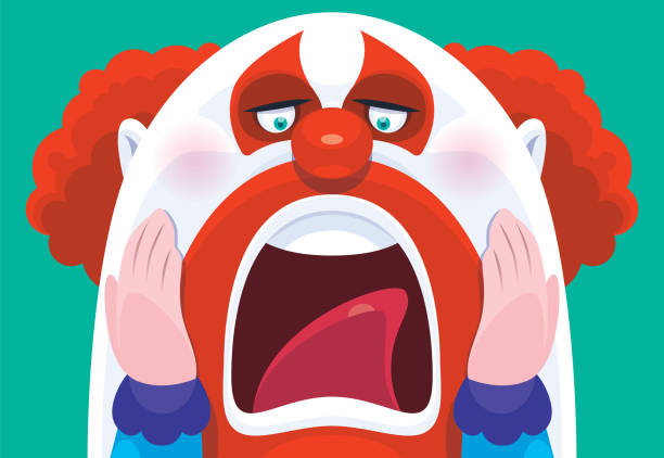 scary clown screaming vector illustration of scary clown screaming scary clown mouth stock illustrations