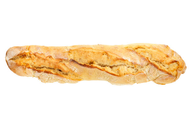 istock fresh baguette with crispy crust. Isolated on white background. 1220748224