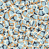 istock Seamless pattern with abstract shapes. Irregular rounded pentagonal grid foam form. ornament. 1220748905