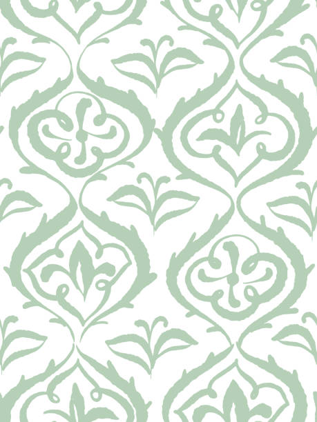 illustrazioni stock, clip art, cartoni animati e icone di tendenza di motivo damascato senza cuciture, sfondo decorativo floreale. fiori stilizzati. - floral pattern seamless abstract elegance