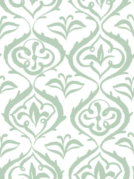 Vector illustration of Seamless damask pattern, floral decorative background. Stylized flowers.