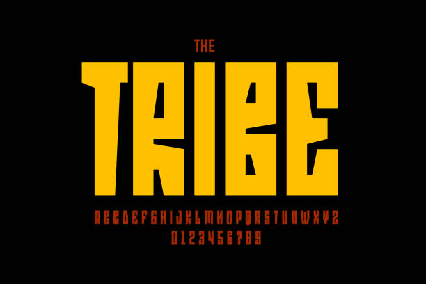 tribal-schriftart - indigene kultur stock-grafiken, -clipart, -cartoons und -symbole