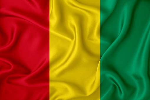 Guinea flag on the background texture. Concept for designer solutions.