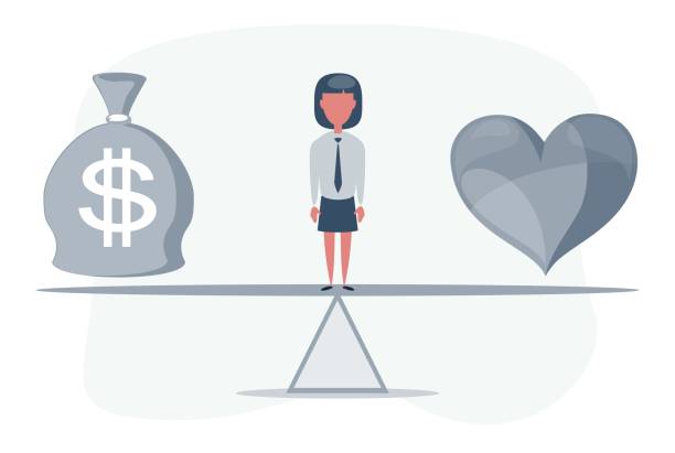 istock Work and Life balance concept. Woman standing on seesaw 1220760028