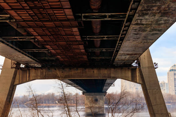 istock Under North bridge (Moscow bridge) across the Dnieper river in Kiev, Ukraine 1220760273
