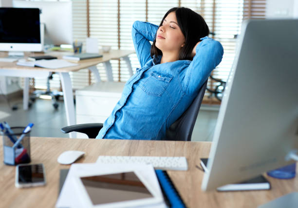 istock Woman having short break to relax 1220761668