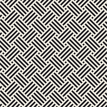 Vector seamless pattern. Geometric striped ornament. Linear weave lattice background.