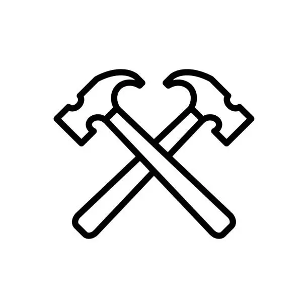 Vector illustration of Hammer icon flat vector template design trendy