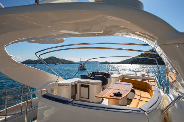 istock Luxury Traveling. Interior of Modern Motor Yacht 1220763513
