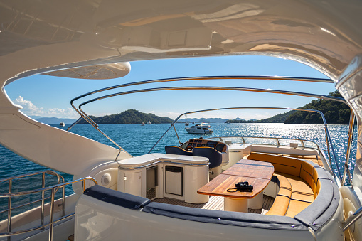 Luxury Traveling. Interior of Modern Motor Yacht