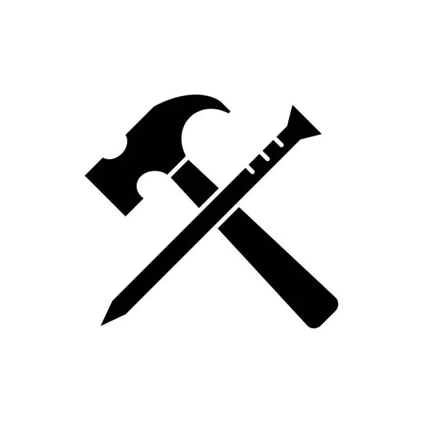 Vector illustration of Hammer icon flat vector template design trendy